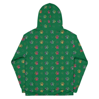 Dog Mom Green Paw Prints Hoodie