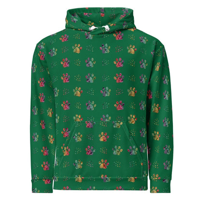 Dog Mom Green Paw Prints Hoodie