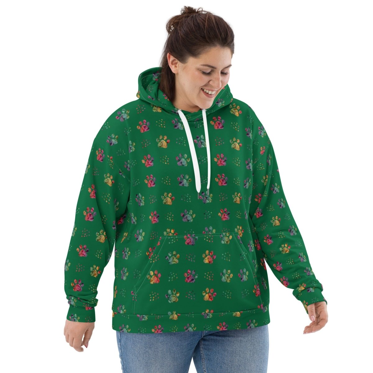Dog Mom Green Paw Prints Hoodie
