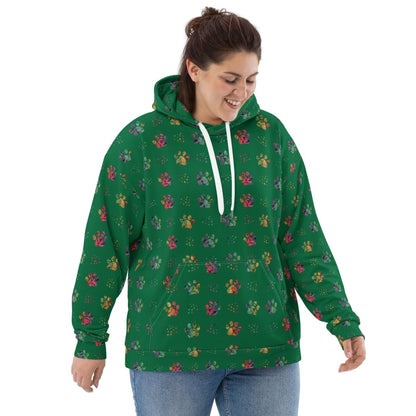 Dog Mom Green Paw Prints Hoodie