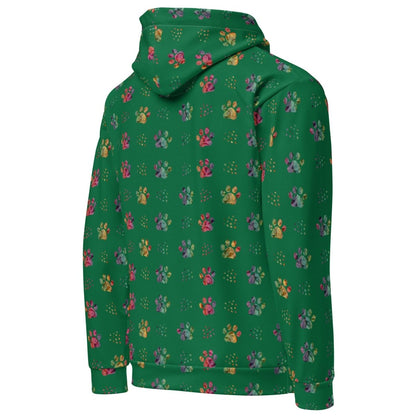 Dog Mom Green Paw Prints Hoodie