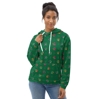 Dog Mom Green Paw Prints Hoodie