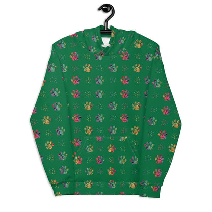 Dog Mom Green Paw Prints Hoodie