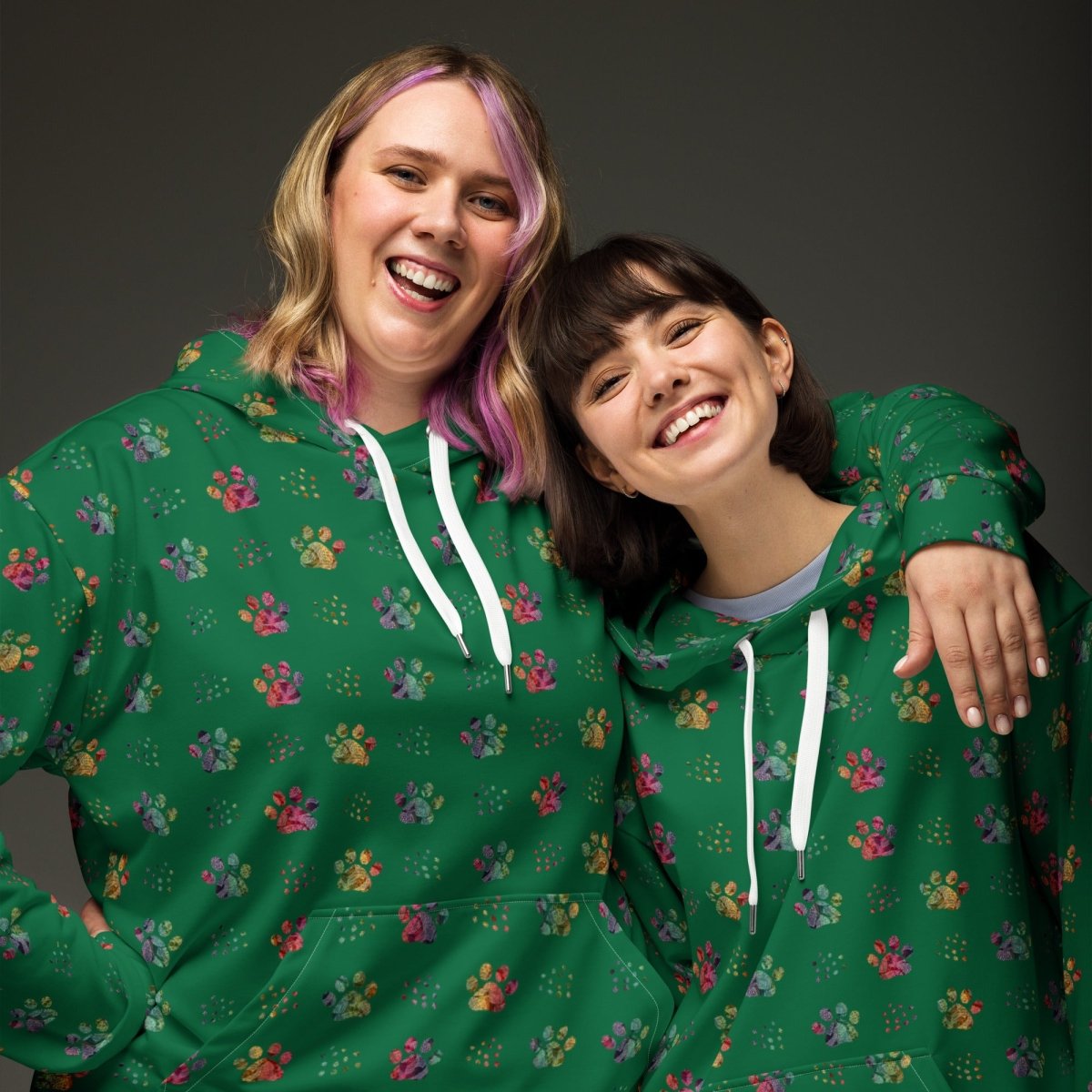 Dog Mom Green Paw Prints Hoodie