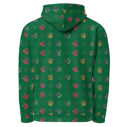 Dog Mom Green Paw Prints Hoodie