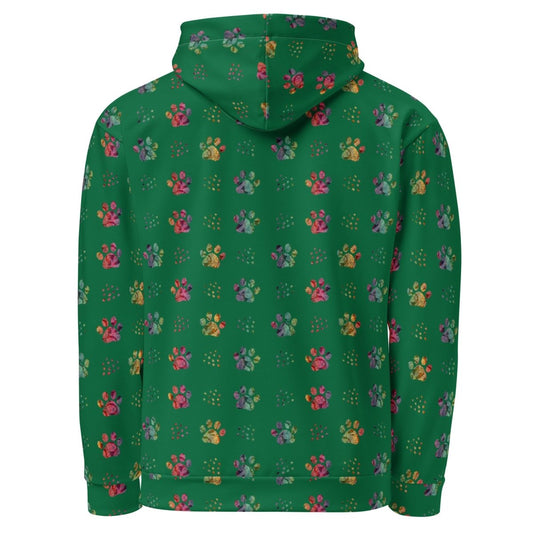 Dog Mom Green Paw Prints Hoodie