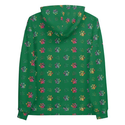 Dog Mom Green Paw Prints Hoodie