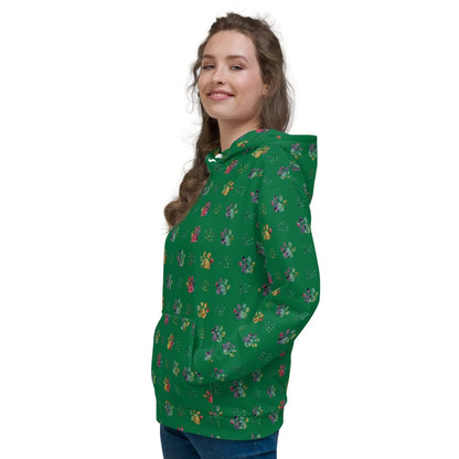 Dog Mom Green Paw Prints Hoodie