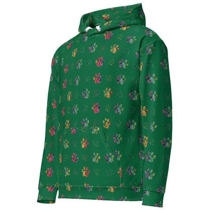 Dog Mom Green Paw Prints Hoodie