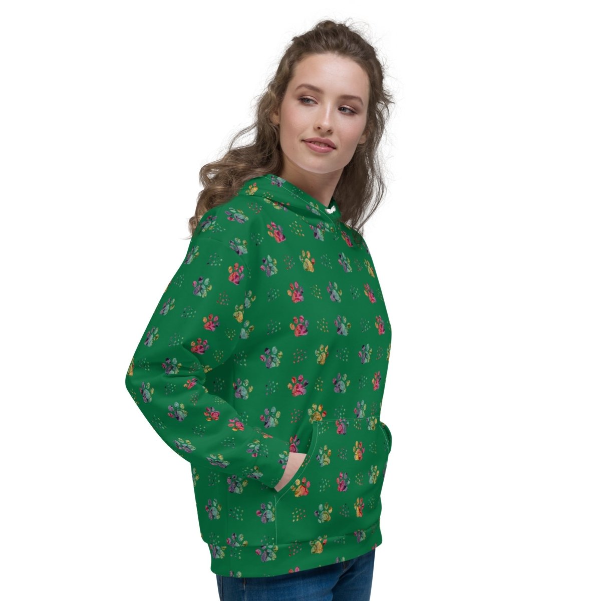 Dog Mom Green Paw Prints Hoodie