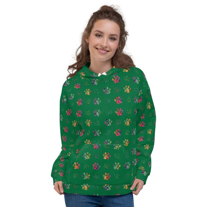 Dog Mom Green Paw Prints Hoodie