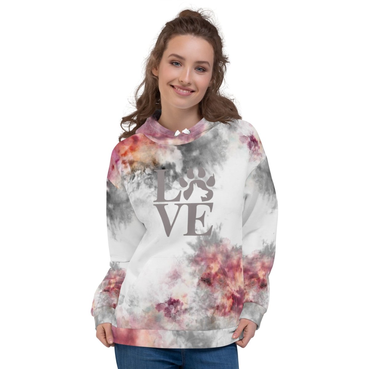 Dog Mom Grey Tie Dye Hoodie
