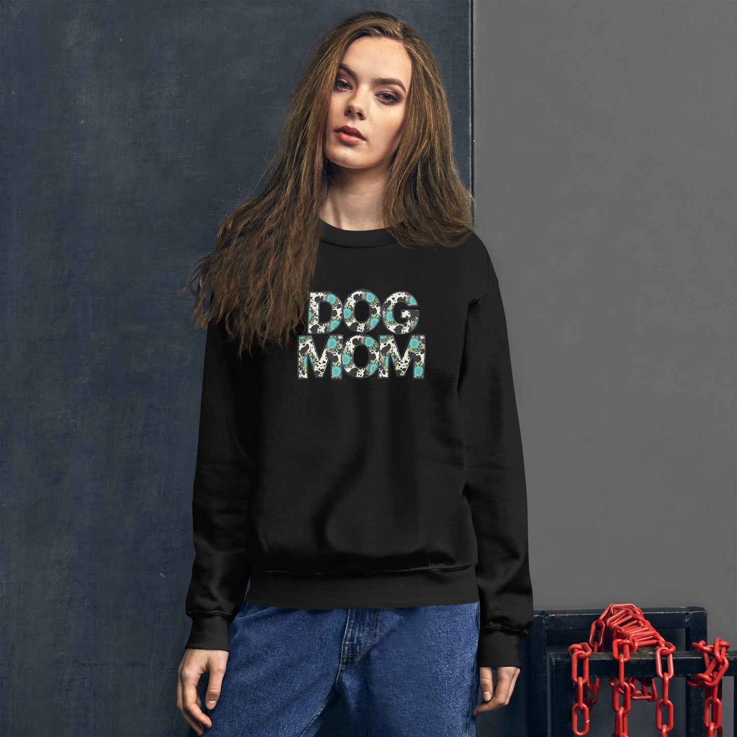 Dog Mom Teal Sunflower Sweatshirt