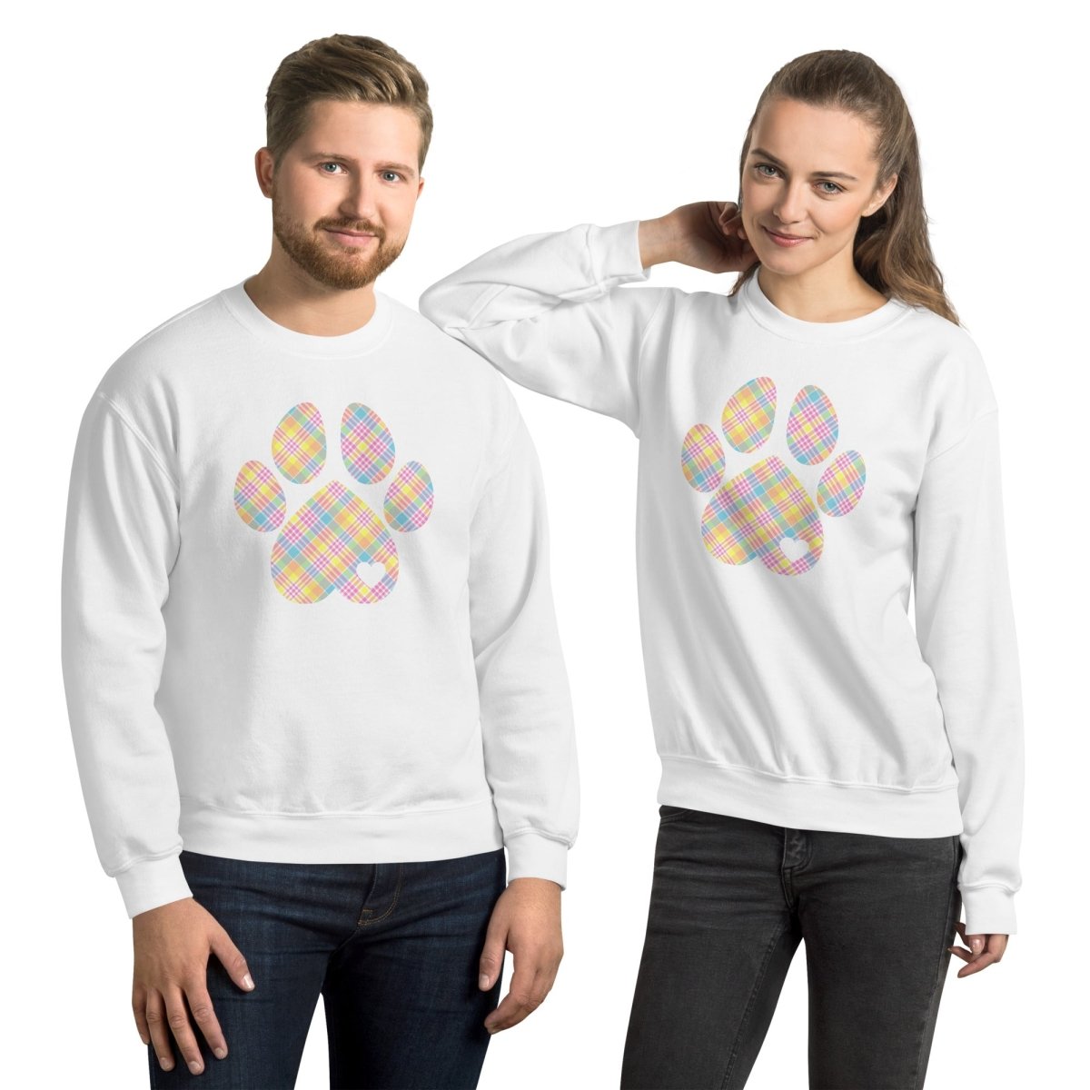 Easter Plaid Dog Paw Sweatshirt