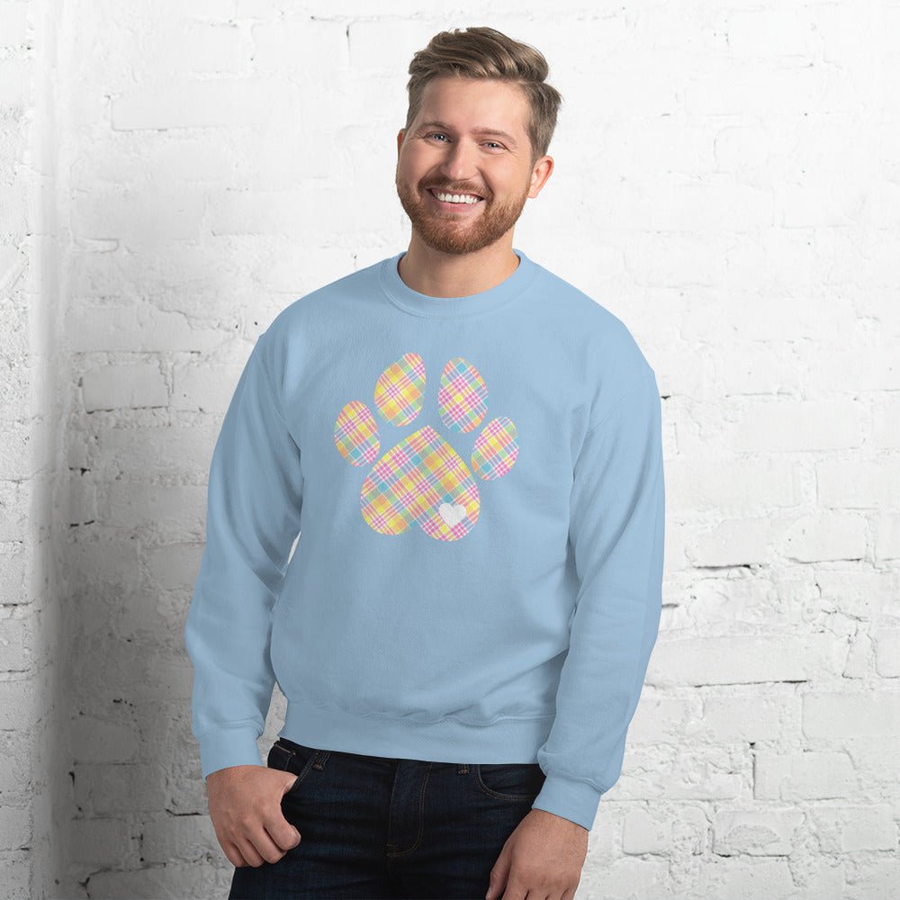 Easter Plaid Dog Paw Sweatshirt