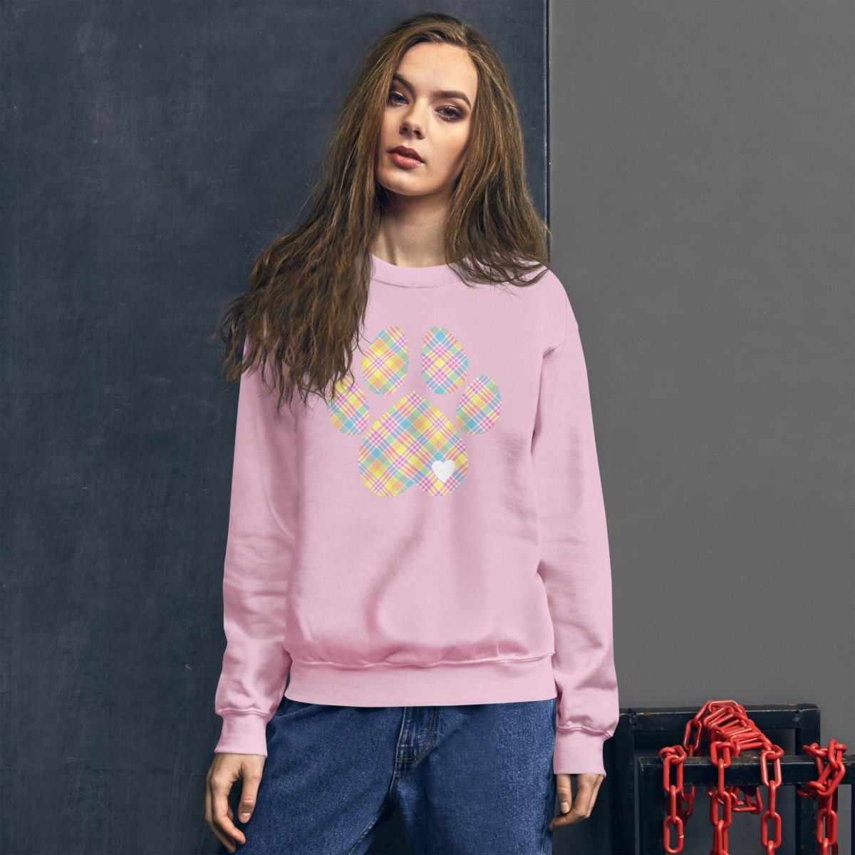 Easter Plaid Dog Paw Sweatshirt