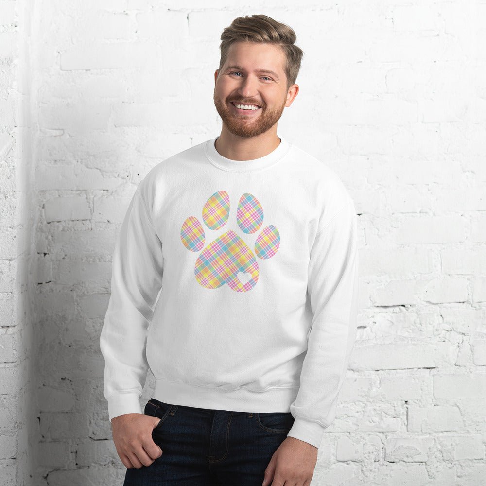 Easter Plaid Dog Paw Sweatshirt
