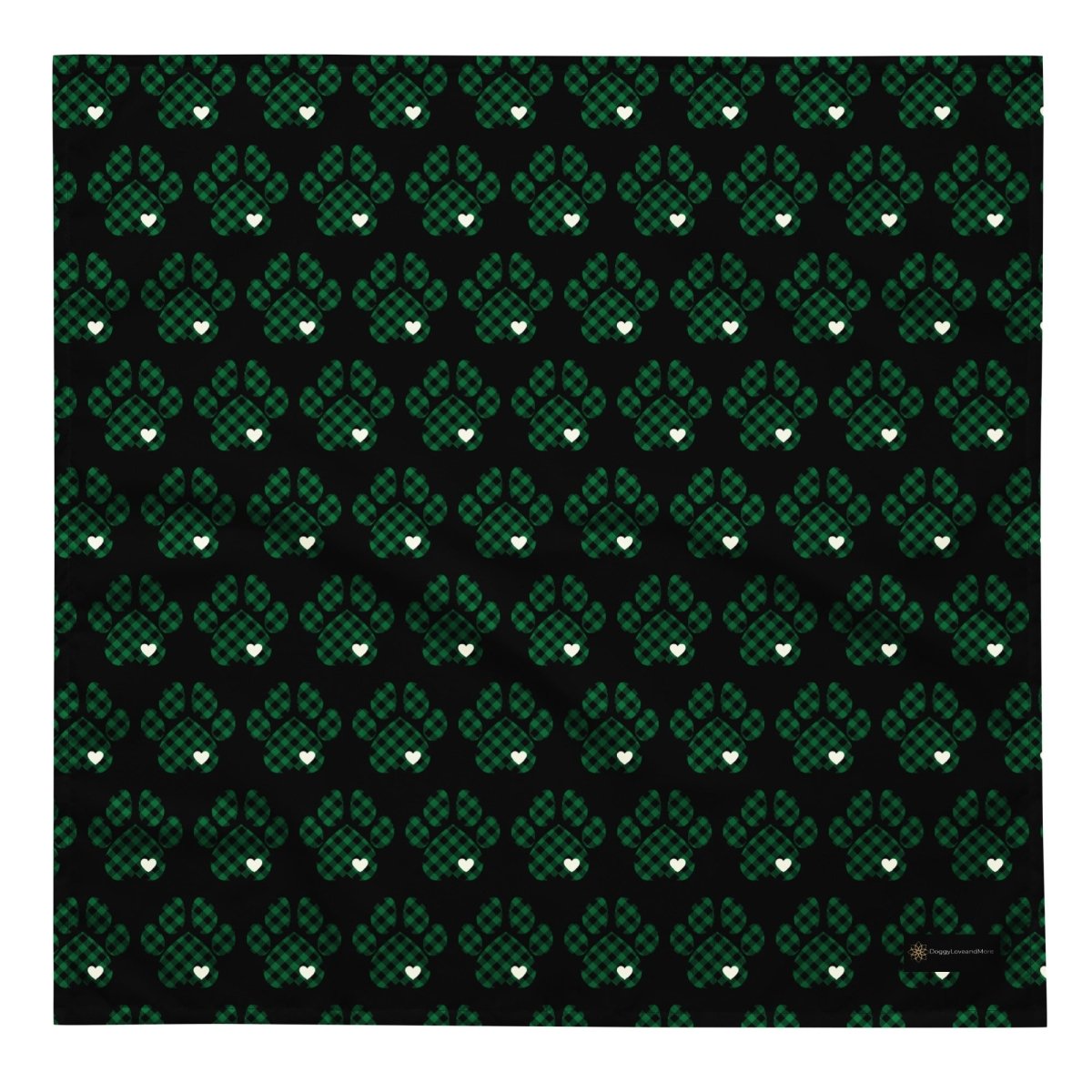 Green Buffalo Plaid Dog Paw Bandana