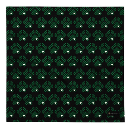 Green Buffalo Plaid Dog Paw Bandana
