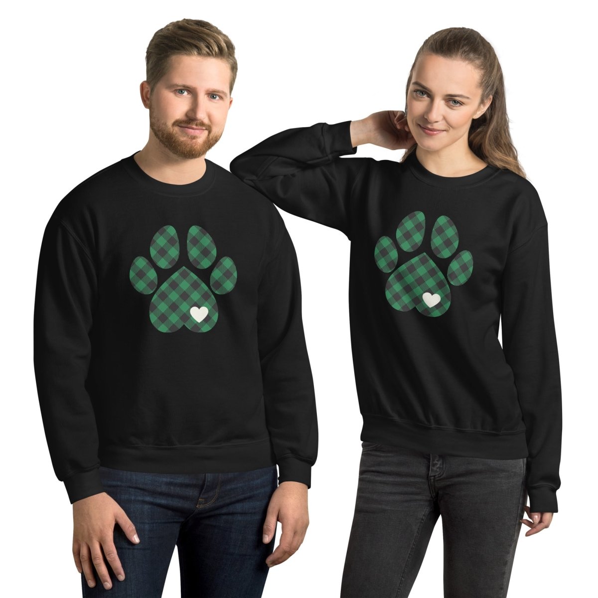 Green Plaid Dog Paw Sweatshirt