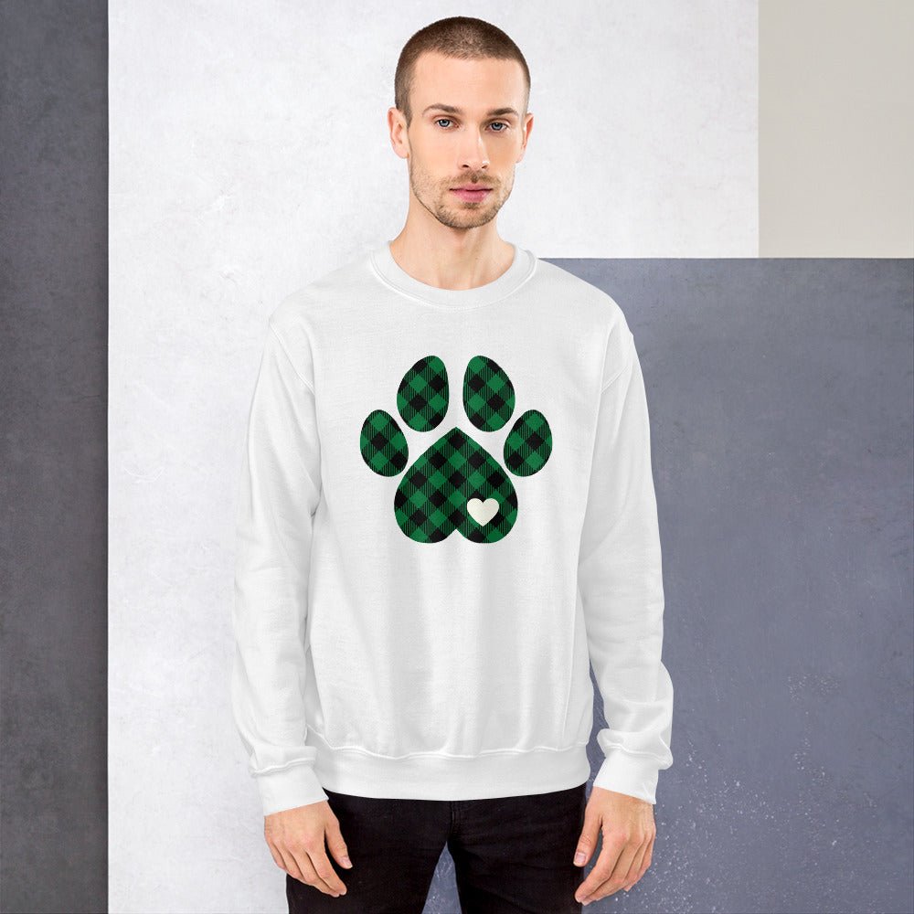 Green Plaid Dog Paw Sweatshirt