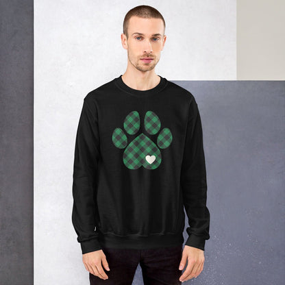 Green Plaid Dog Paw Sweatshirt