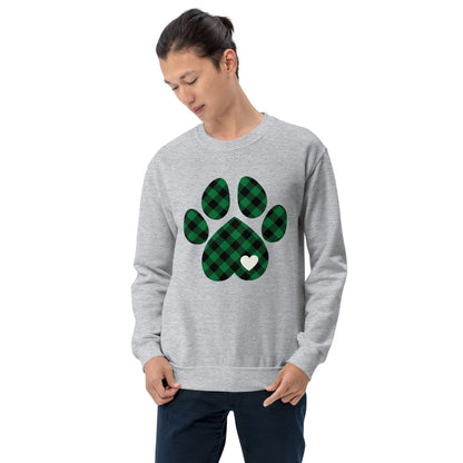 Green Plaid Dog Paw Sweatshirt