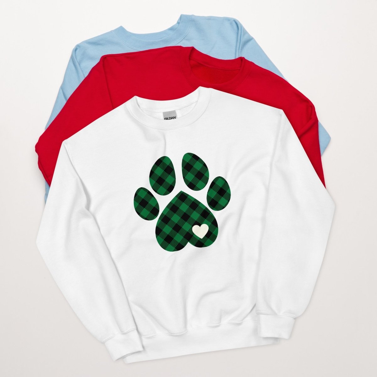 Green Plaid Dog Paw Sweatshirt