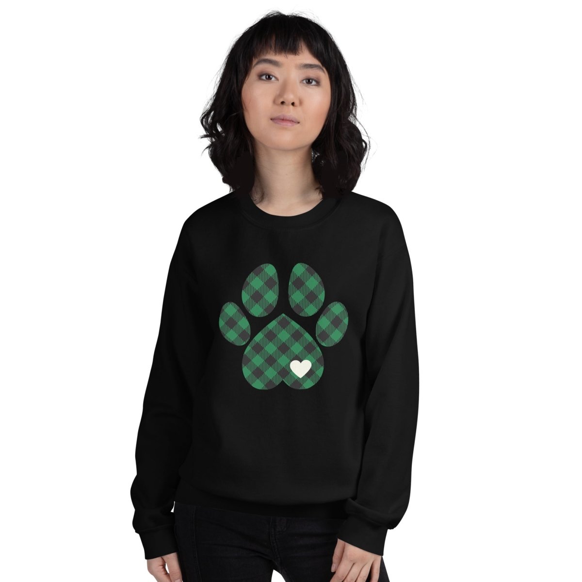 Green Plaid Dog Paw Sweatshirt