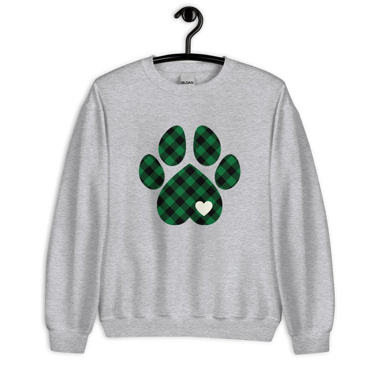 Green Plaid Dog Paw Sweatshirt