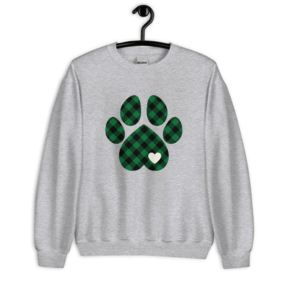 Green Plaid Dog Paw Sweatshirt