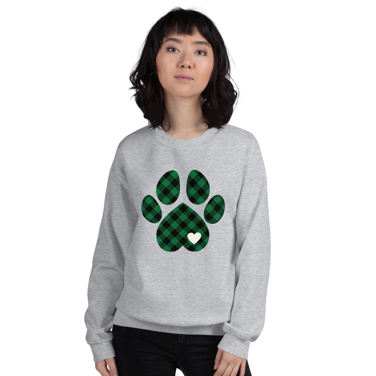 Green Plaid Dog Paw Sweatshirt