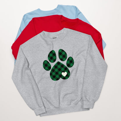 Green Plaid Dog Paw Sweatshirt
