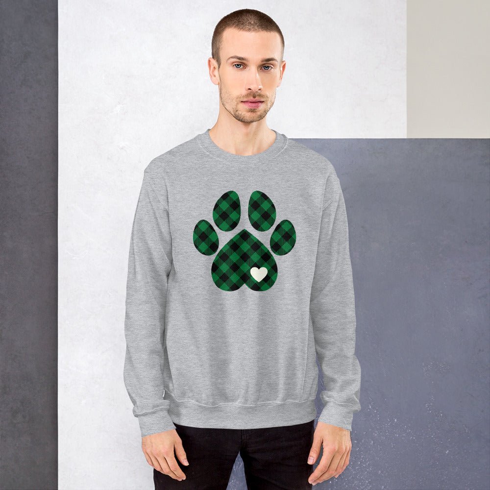 Green Plaid Dog Paw Sweatshirt