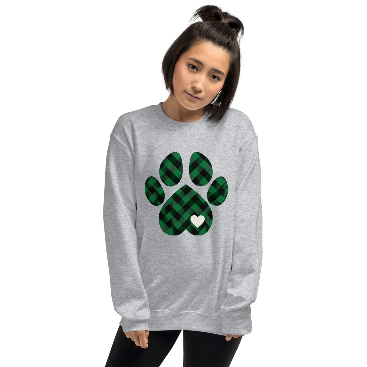 Green Plaid Dog Paw Sweatshirt