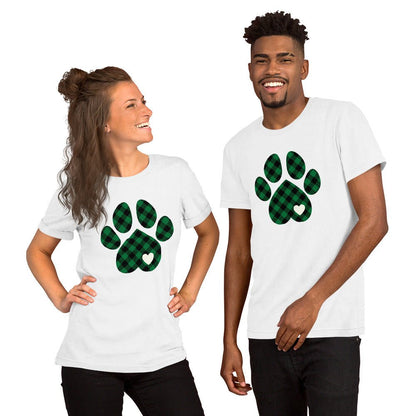 Green Plaid Dog Paw T-Shirt