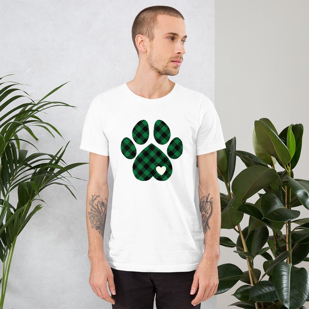 Green Plaid Dog Paw T-Shirt
