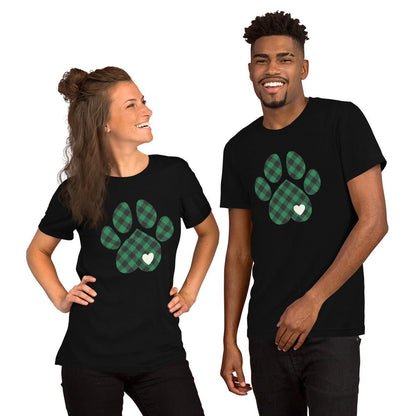 Green Plaid Dog Paw T-Shirt