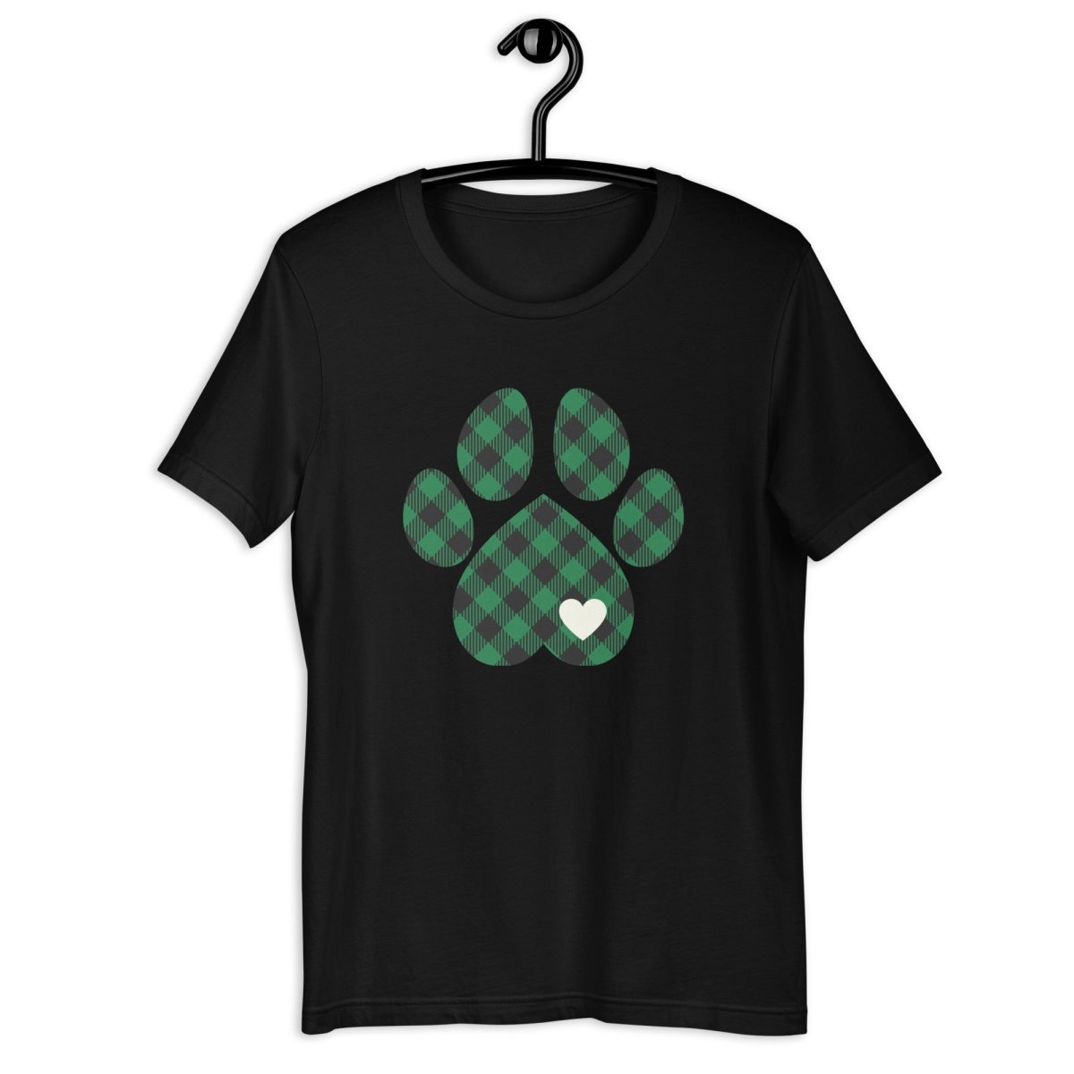 Green Plaid Dog Paw T-Shirt