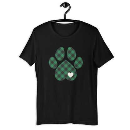 Green Plaid Dog Paw T-Shirt
