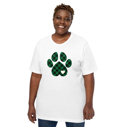 Green Plaid Dog Paw T-Shirt