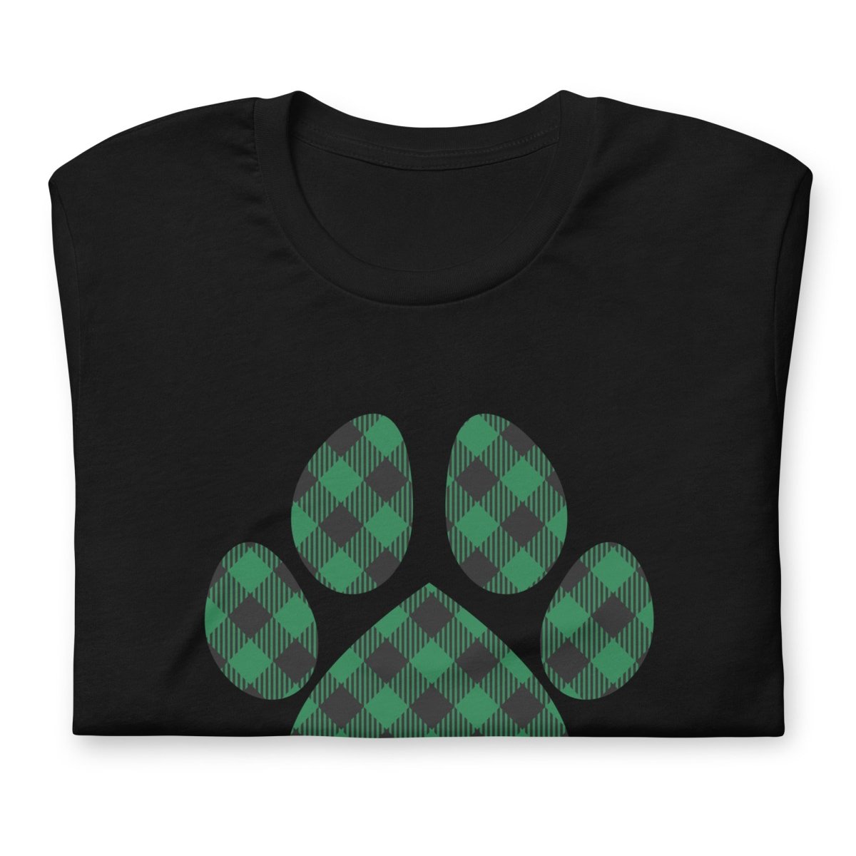 Green Plaid Dog Paw T-Shirt
