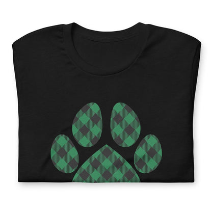 Green Plaid Dog Paw T-Shirt