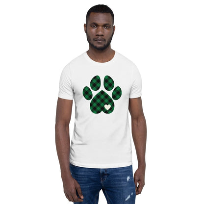 Green Plaid Dog Paw T-Shirt