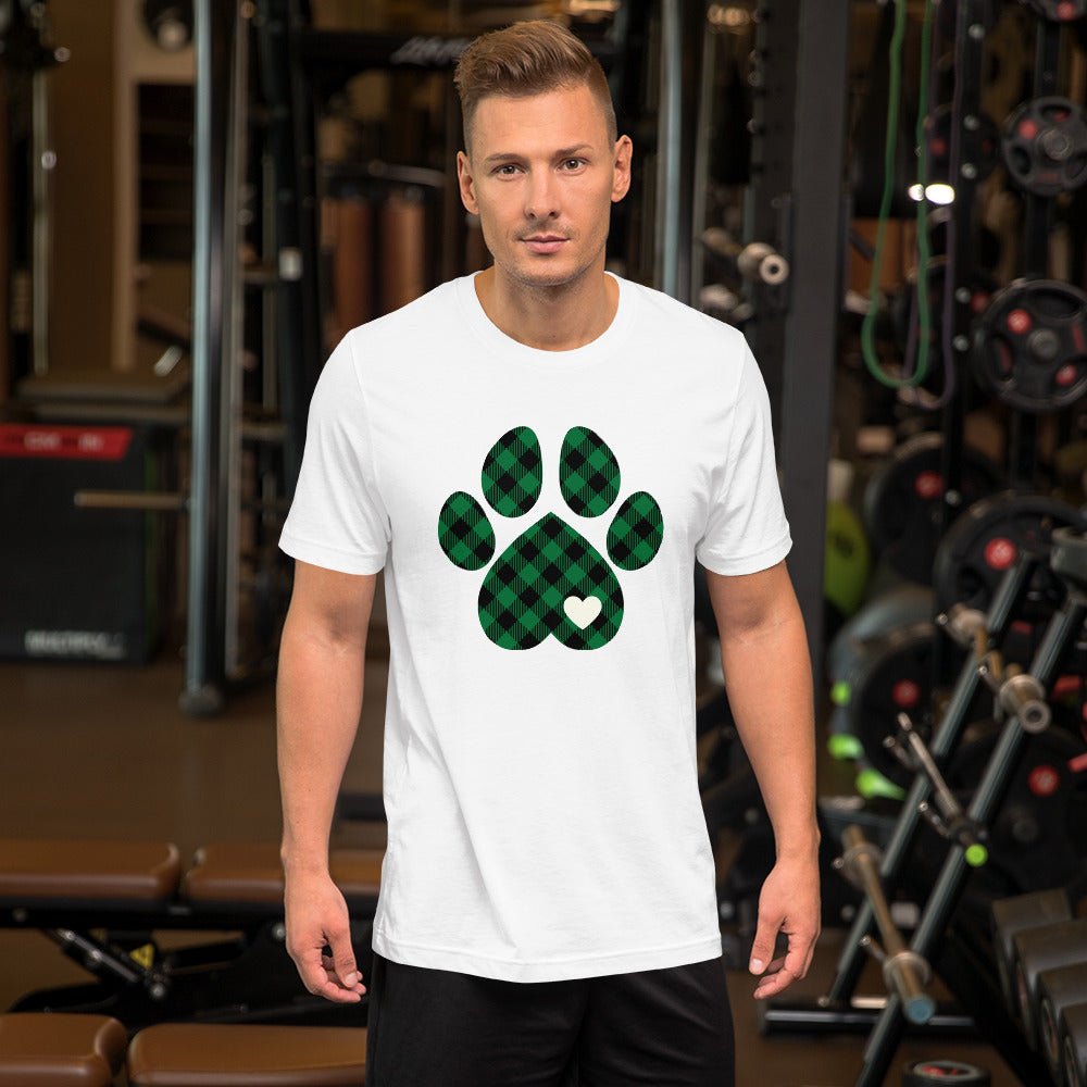 Green Plaid Dog Paw T-Shirt