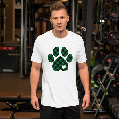 Green Plaid Dog Paw T-Shirt