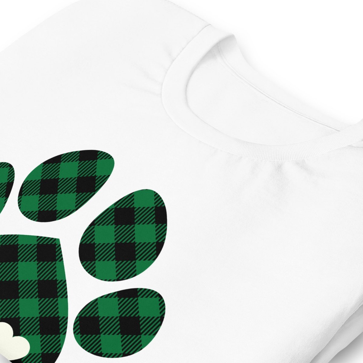 Green Plaid Dog Paw T-Shirt
