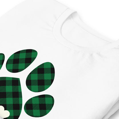 Green Plaid Dog Paw T-Shirt