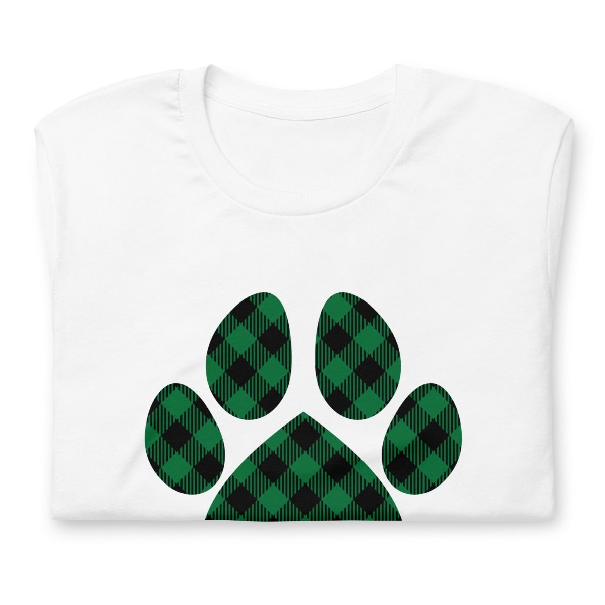 Green Plaid Dog Paw T-Shirt