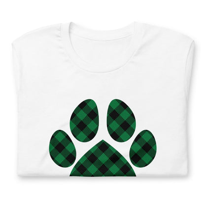 Green Plaid Dog Paw T-Shirt